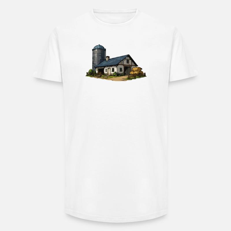 Ländliche Scheune mit Silo - Long Fit Männer T-Shirt - Weiß