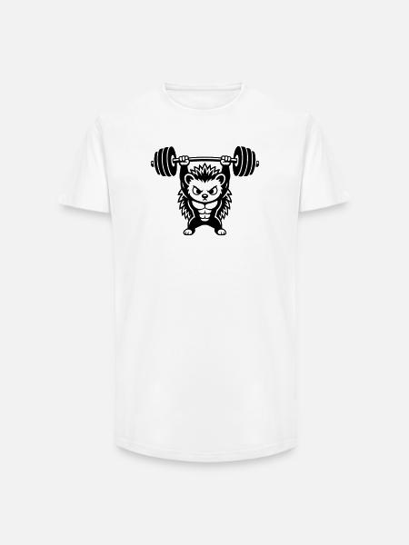 Muskel Igel stemmt schwere Hantel - Long Fit Männer T-Shirt - Weiß