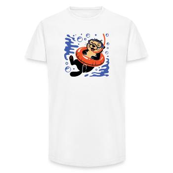 Funny otter with diving goggles - Long Fit Men's T-Shirt - white - Front - AI Model Male 185 light (185cm)