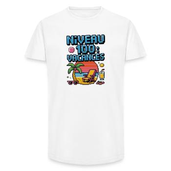 Niveau 100 Vacances Pixel Art - T-shirt coupe longue homme - blanc - Devant - AI Model Male 185 light (185cm)