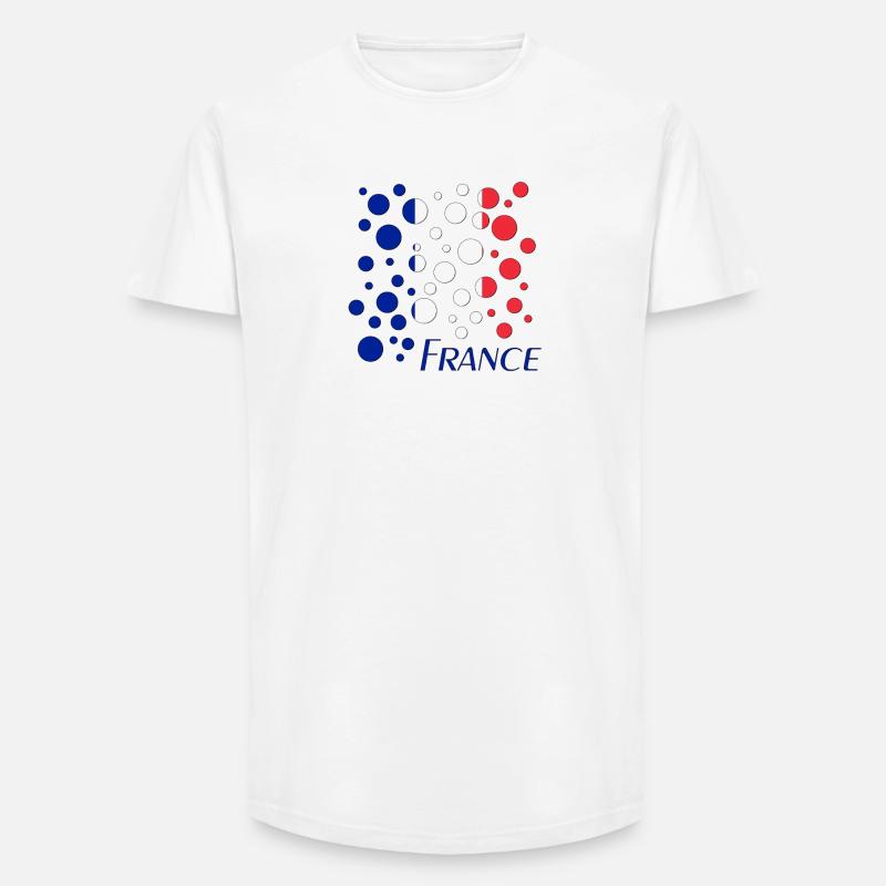 French Circle Dots Pattern - Long Fit Men's T-Shirt - white