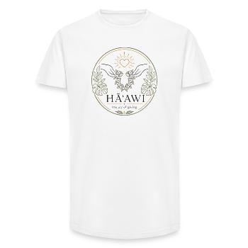 La joie haawi de donner - T-shirt coupe longue homme - blanc - Devant - AI Model Male 185 light (185cm)