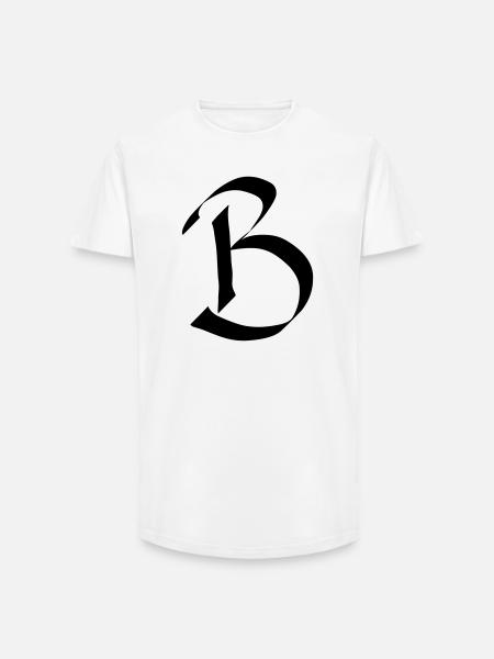 lettre B - T-shirt coupe longue homme - blanc