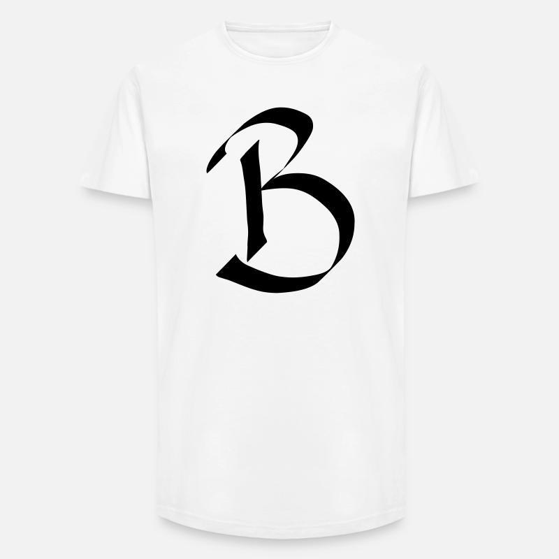 lettre B - T-shirt coupe longue homme - blanc