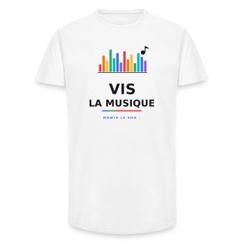 Vis La Musique ArcEnCiel - T-shirt coupe longue homme - blanc - Devant - AI Model Male 185 light (185cm)
