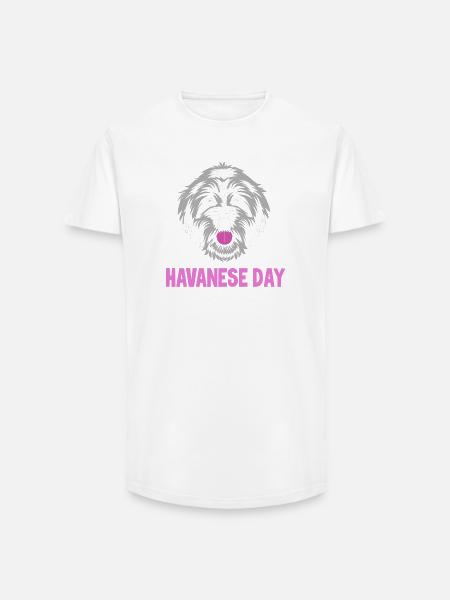 Chien bichon havanais - T-shirt coupe longue homme - blanc