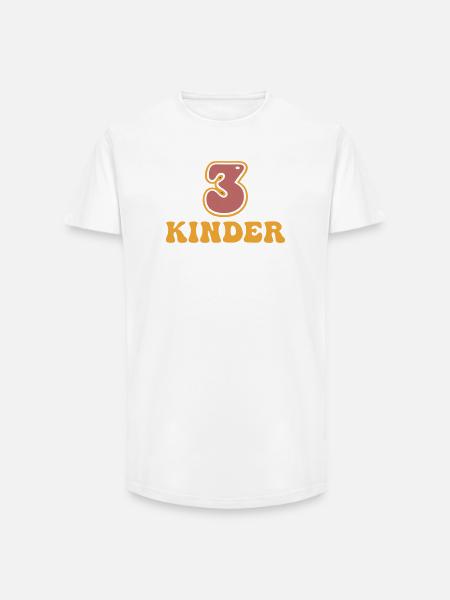 3 børn Mor Far Forældre til tre Retro - Long fit herre T-shirt - hvid