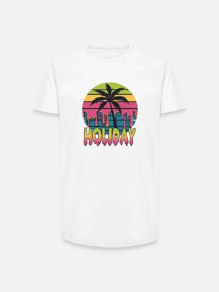 Bunte Palmen Holiday Vibes - Long Fit Männer T-Shirt - Weiß
