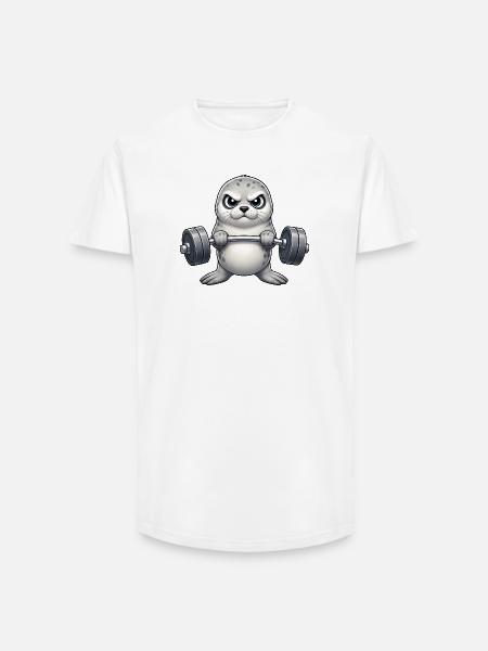seal seal weightlifter fitness bodybuilder - Long Fit Men's T-Shirt - white