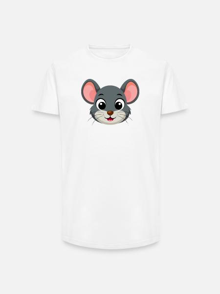 Petite souris mignonne - T-shirt coupe longue homme - blanc
