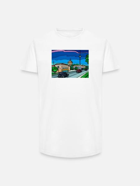 Retro City Straßenszene - Long Fit Männer T-Shirt - Weiß