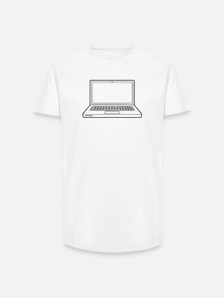 Ordinateur portable - T-shirt coupe longue homme - blanc