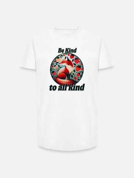 Sei freundlicher Fuchs im Erdbeerkreis - Long Fit Männer T-Shirt - Weiß