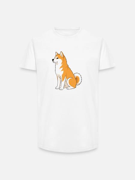 Cheerful Shiba Inu Illustration - Long Fit Men's T-Shirt - white