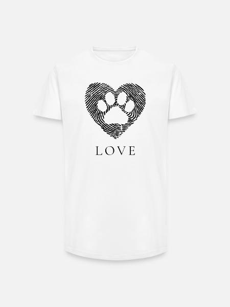 Pfotenherz Pfotenabdruck Herzdesign - Long Fit Männer T-Shirt - Weiß