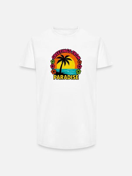 Greetings From Paradise - Long Fit Men's T-Shirt - white