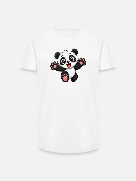 Cute panda running towards you - Long Fit Men's T-Shirt - white