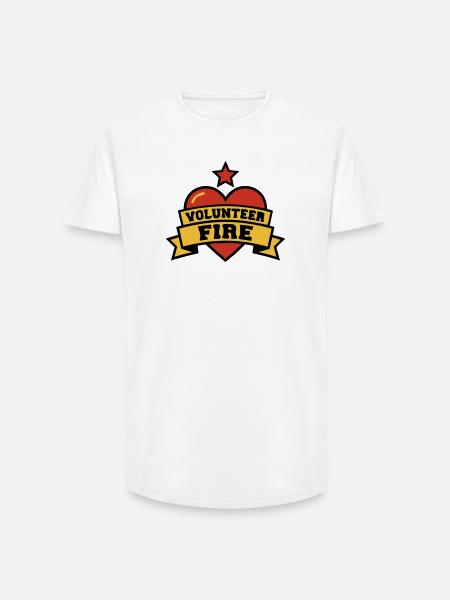 Volunteer Fire Heart Logo - Long Fit Men's T-Shirt - white