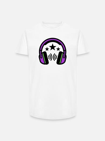 DJ Headphones Sound Logo - Long Fit Men's T-Shirt - white