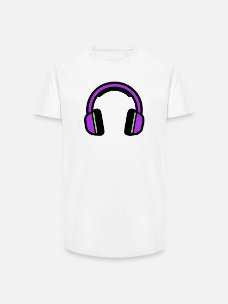 Silhouette musicale des écouteurs - T-shirt coupe longue homme - blanc