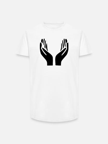 Open Hands Hand Gesture - Long Fit Men's T-Shirt - white