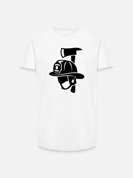 Frontal Feuerwehrhelm Logo - Long Fit Männer T-Shirt - Weiß