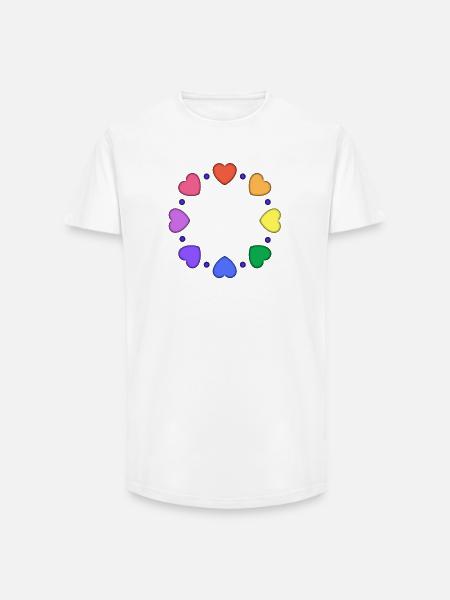 Bunter Herzkreis aus Herzen - Long Fit Männer T-Shirt - Weiß