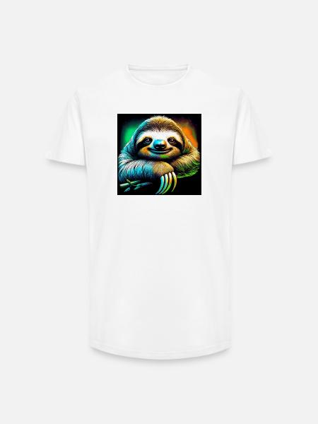 Faultier - Long Fit Männer T-Shirt - Weiß