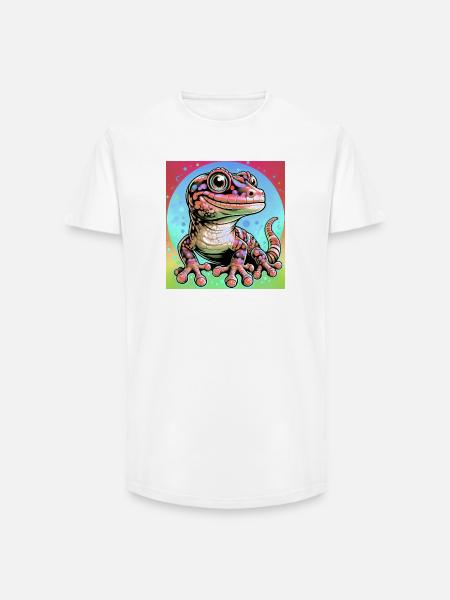 Gecko - Long Fit Männer T-Shirt - Weiß