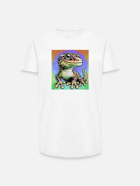 Gecko - Long Fit Männer T-Shirt - Weiß