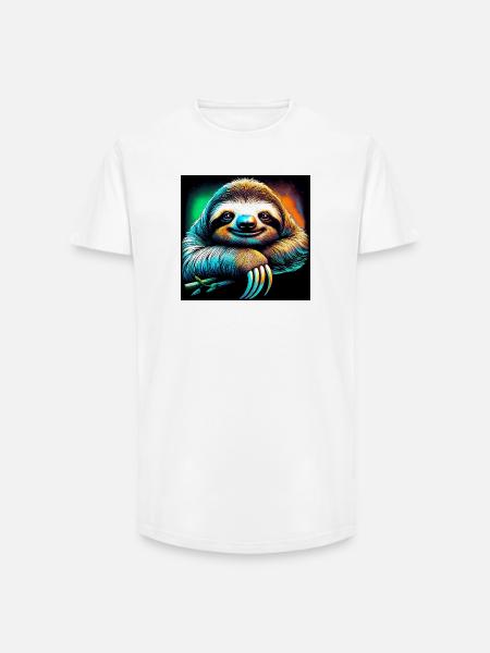 sloth - Long Fit Men's T-Shirt - white