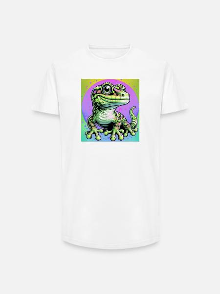 Gecko - Long Fit Men's T-Shirt - white