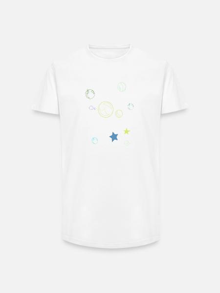 Sketch Planets and Stars - Long Fit Men's T-Shirt - white
