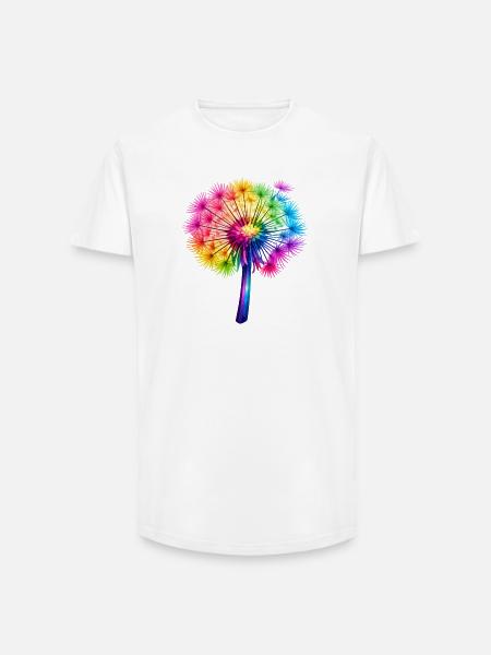 Regenbogen-Pusteblume - Long Fit Männer T-Shirt - Weiß