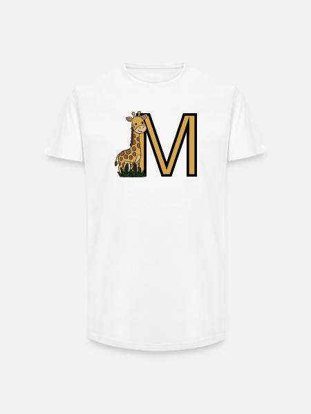Giraffen M Initialen Design - Long Fit Männer T-Shirt - Weiß