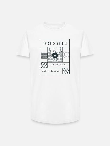Brussels Manneken Pis Scene - Long Fit Men's T-Shirt - white
