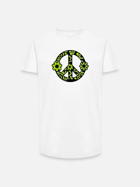 Peace Zeichen Blumen Icon - Long Fit Männer T-Shirt - Weiß