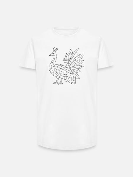 Kristall Pfau zum ausmalen - Long Fit Männer T-Shirt - Weiß