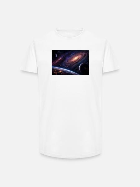 Cosmos - Long Fit Men's T-Shirt - white
