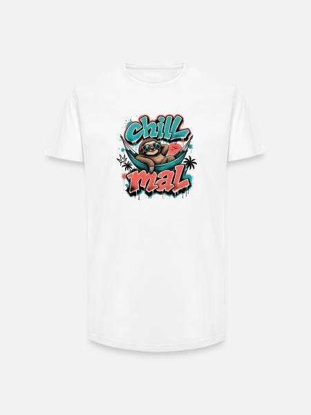 Chill Times Cool Sloth Graffiti Design - Long Fit Men's T-Shirt - white