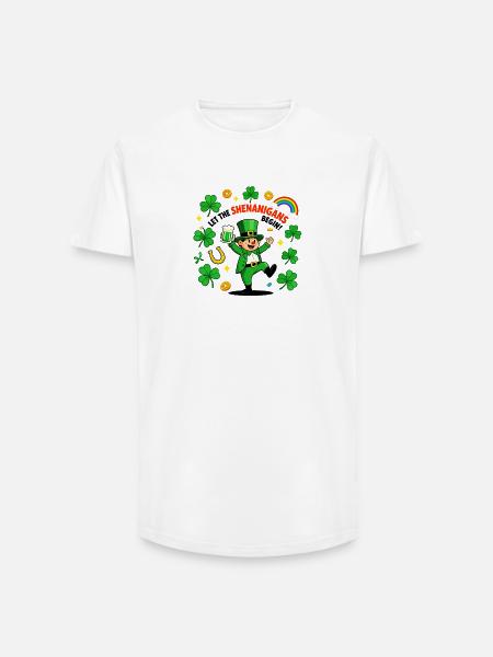 Shenanigans Begin Leprechaun - Long Fit Men's T-Shirt - white