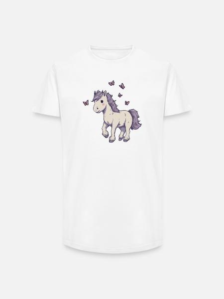 Cute Pony with Butterflies - Long Fit Men's T-Shirt - white