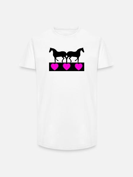 Pferde - Long Fit Männer T-Shirt - Weiß