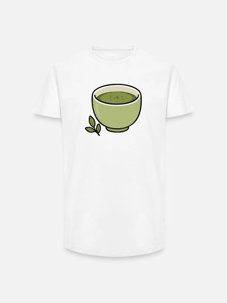 Minimalistische Matcha-Teetassen-Illustration - Long Fit Männer T-Shirt - Weiß