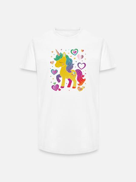 Niedliches Einhorn mit Herzen Design - Long Fit Männer T-Shirt - Weiß