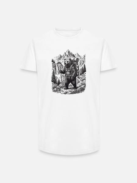 Hiking - Outdoor Adventure - Bear - Long Fit Men's T-Shirt - white
