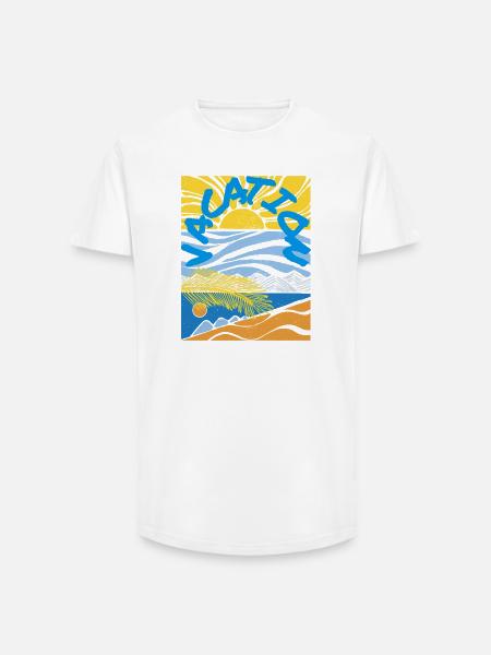 Feriesol Havsand Vintage-stil - Long fit herre T-shirt - hvid