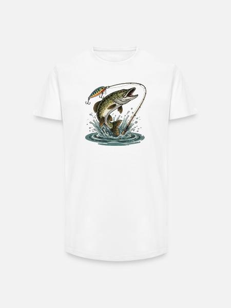FISHING. WAIT. CATCH. - Long Fit Men's T-Shirt - white