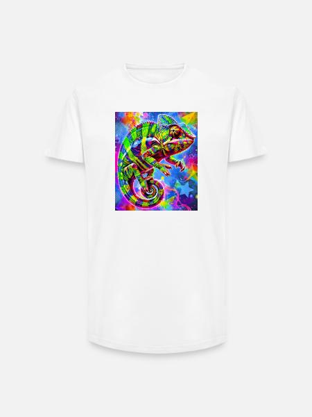 chameleon - Long Fit Men's T-Shirt - white