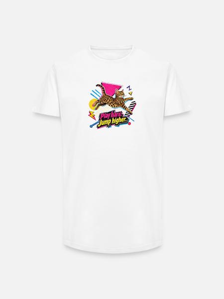 90s Memphis Bengal Katze - Long Fit Männer T-Shirt - Weiß